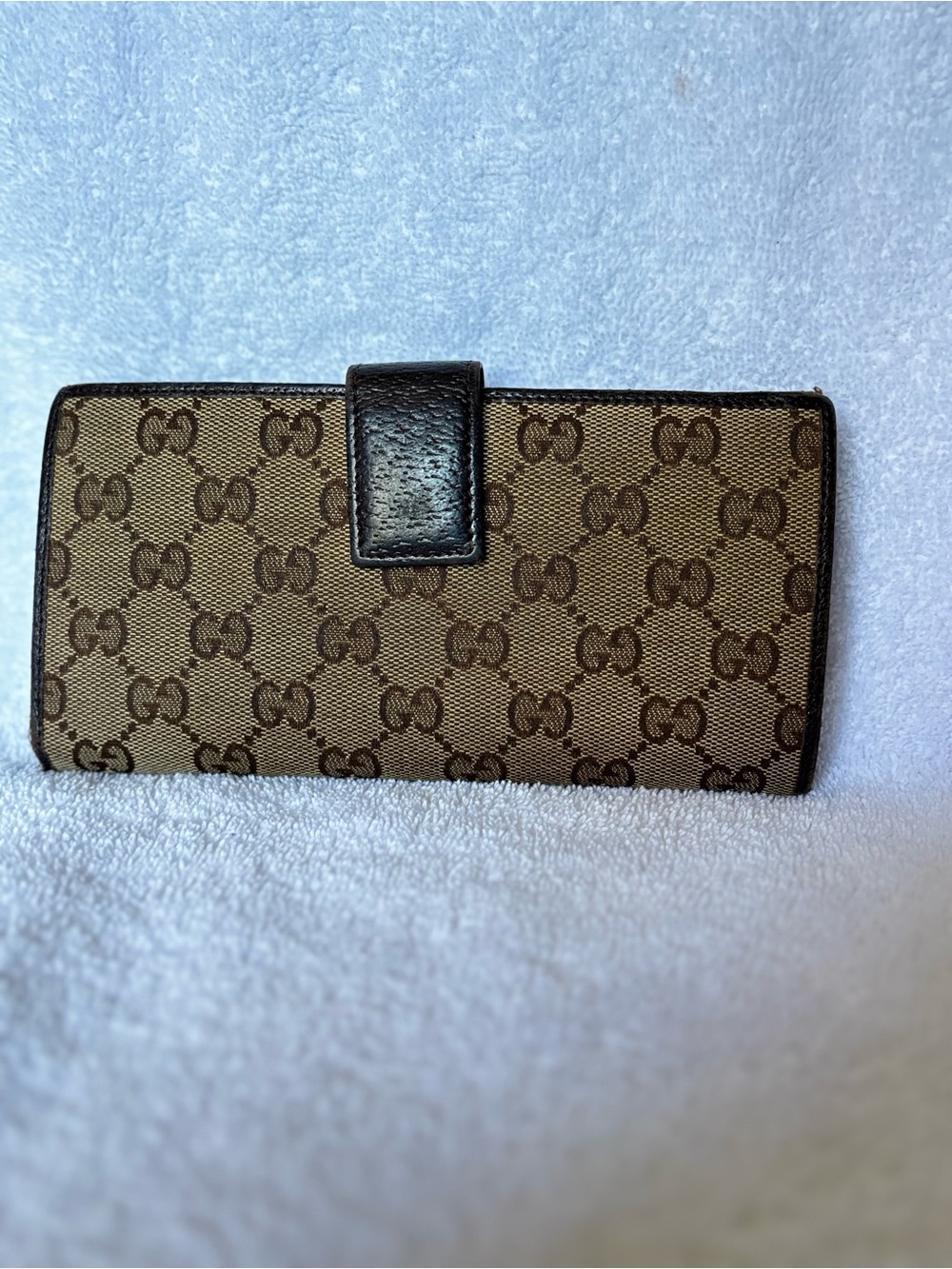 🇺🇸Gucci Beige Brown GG Canvas Continental Wallet with Metal Logo Plate - Picture 2 of 9